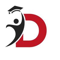 Education Logo On Letter D With Graduation Hat Icon. Graduation Symbol vector