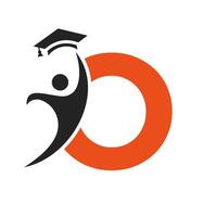 Education Logo On Letter O With Graduation Hat Icon. Graduation Symbol vector