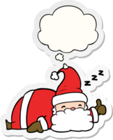 cartone animato assonnato Santa con pensato bolla come un' stampato etichetta png