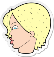 pegatina de un rostro femenino de dibujos animados png