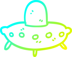 cold gradient line drawing of a cartoon alien spaceship png