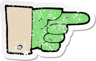 retro noodlijdende sticker van een cartoon wijzende zombiehand png