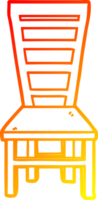 warm gradient line drawing of a old wooden chair cartoon png