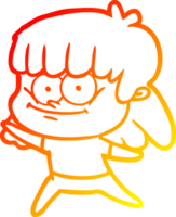 warm gradient line drawing of a cartoon smiling woman png