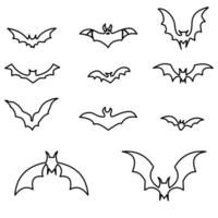 conjunto de siluetas de murciélagos en un blanco antecedentes vector