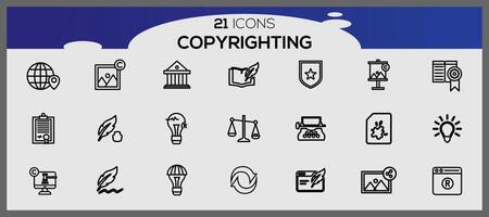 Creative copyrighting flat icon pack. Copyrighting icons collection. Internet elements icons. vector