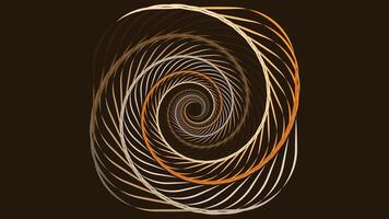 Abstract spiral spinning wavy line dark yellow background. vector