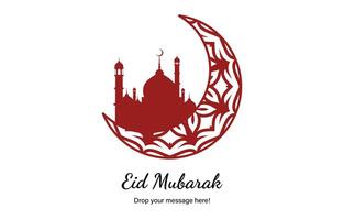 eid Mubarak Luna y mezquita hermosa antecedentes con vector