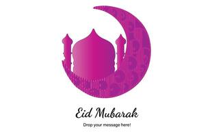 eid Mubarak hermosa tema antecedentes de oscuro magenta color con vector