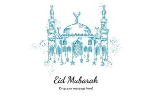 Eid Mubarak beautiful theme background of blue zircon color with vector