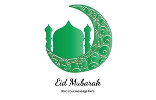 Eid Mubarak beautiful theme background of dark Green gradient color with vector