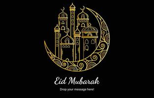 Eid Mubarak beautiful theme background of dark yellow color with vector