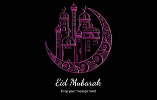 eid Mubarak hermosa tema antecedentes de ligero megenta color con vector