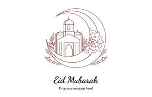 eid Mubarak Luna y mezquita hermosa antecedentes con vector