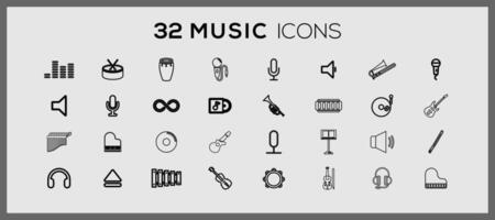 Music icon collection. Music instruments and set icons. Set of music musical instruments icons. vector