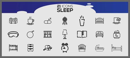 Sleep time icons. Sleep better concept flat icons. Set of sleep color icons. vector