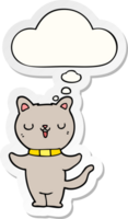 dessin animé chat avec pensée bulle comme une imprimé autocollant png