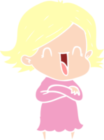mujer feliz de dibujos animados de estilo de color plano png