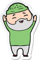 sticker of a cartoon happy bearded man png