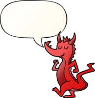 cartoon cute dragon with speech bubble in smooth gradient style png