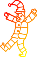 warm gradient line drawing of a cartoon man sleepwalking png