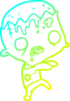 frio gradiente linha desenhando do uma fofa desenho animado zumbi png