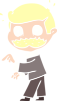 flat color style cartoon man with mustache making a point png