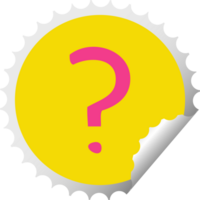 circular peeling sticker cartoon of a question mark png