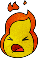 textured cartoon illustration kawaii cute fire flame png