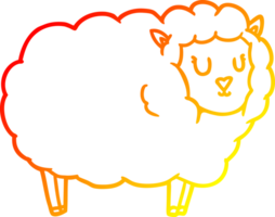 warm Gradient Linie Zeichnung von ein Karikatur Schaf png