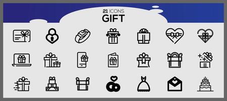 Gift box icon set. Set of holiday boxes silhouette. Birthday celebration line icon pack. vector