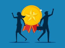 best employees. Successful businessman receives a star award vector