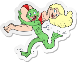 sticker of a cartoon swamp monster carrying girl in bikini png