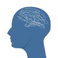 Silhouette of the head. Chaotic thoughts vector