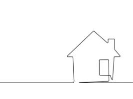 Continuous line drawing of the house on a white background vector