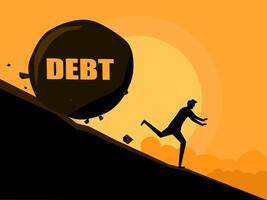 People running away from debt. business concept vector