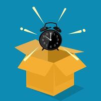 clock floats out of the box. concept outside of normal hours vector