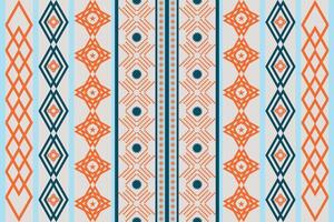 tribal pattern in orange and blue design for print carpet fabric vector