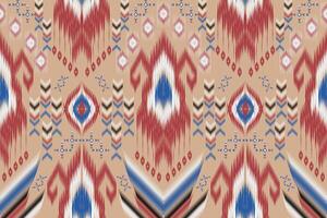 ikat pattern with a geometric design red yellow white black design for print textile carpet vector