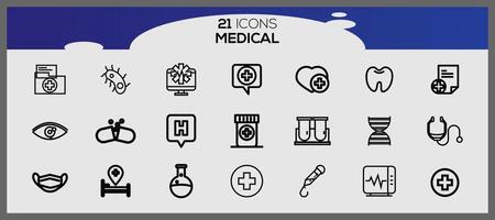 paquete de médico iconos salud íconos colocar. médico íconos embalar. vector