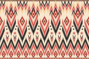 ikat tribal pattern in orange and yellow design for print carpet fabric vector