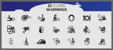 Simple Set of Warnings Related Vector Line Icons. Vector hazardous material signs all classes.