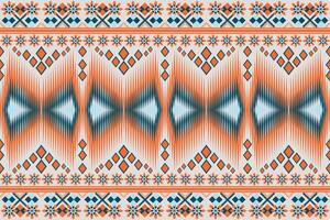 ikat modelo con un geométrico flor diseño azul naranja diseño para impresión textil alfombra vector