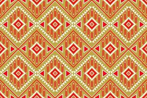 geometría modelo sin costura étnico rojo amarillo blanco diseño para impresión textil alfombra vector