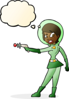 cartoon sci fi girl with thought bubble png