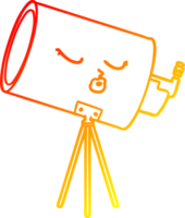 warm gradient line drawing of a cartoon telescope with face png