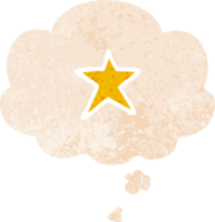 dibujos animados estrella símbolo con pensamiento burbuja en grunge afligido retro texturizado estilo png