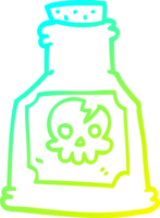 cold gradient line drawing of a cartoon poison in a bottle png