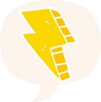 cartoon lightning bolt with speech bubble in retro style png