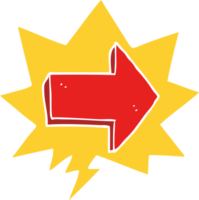 cartoon pointing arrow with speech bubble in retro style png